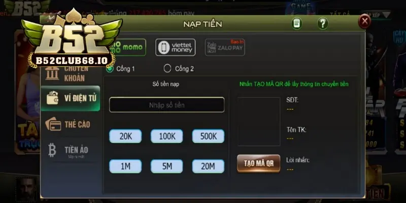 Hướng dẫn quy trình nạp tiền B52 Club nhanh chóng, hiệu quả.