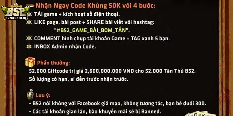 Sự kiện gift b52 club